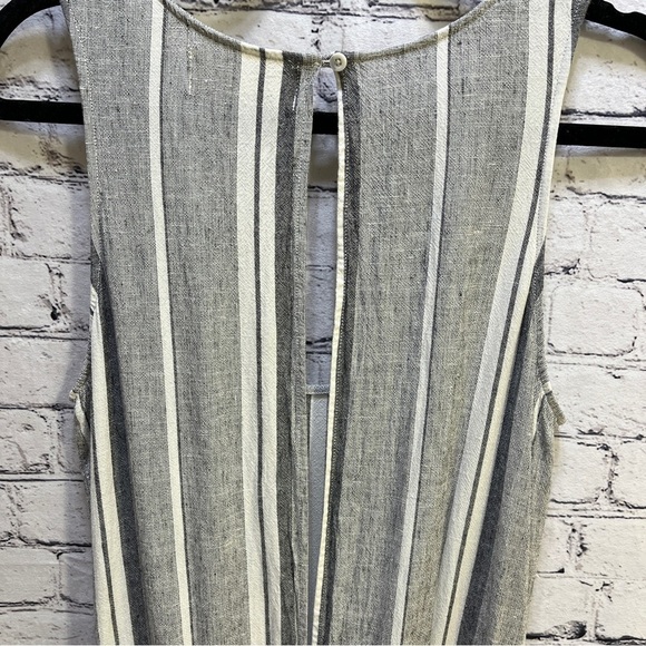 CLOTH & STONE Women Sleeveless Linen Blend Belted Cropped Jumpsuit Gray White Sm - Picture 3 of 14